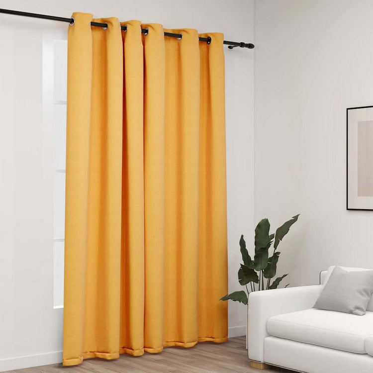 Vidaxl rideau lin Look accablant avec les yeux 290x245 cm jaune