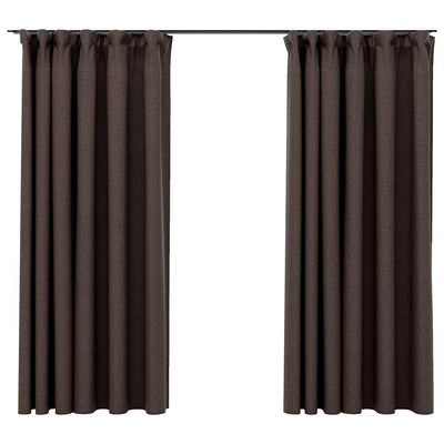 Vidaxl rideaux en lin look accablant crochets 2 st 140x175 cm taupe