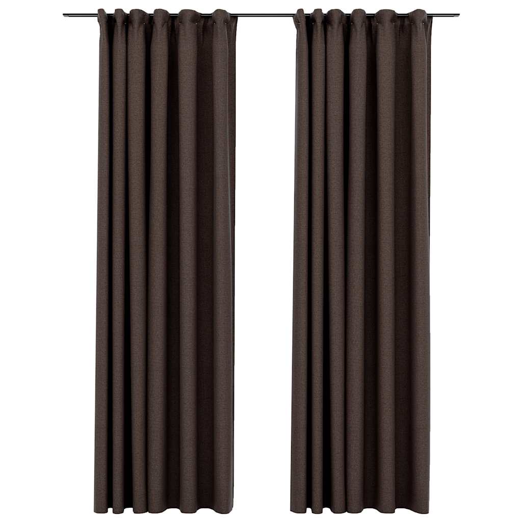Vidaxl rideaux en lin Look Blackout Crochets 2 PCS 140x225 cm taupe