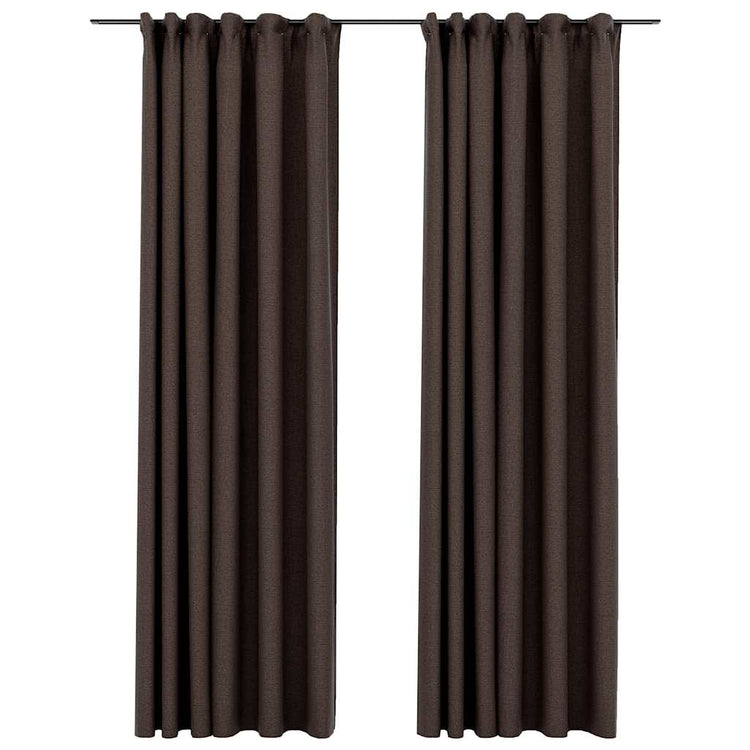 Vidaxl rideaux en lin Look Blackout Crochets 2 PCS 140x225 cm taupe