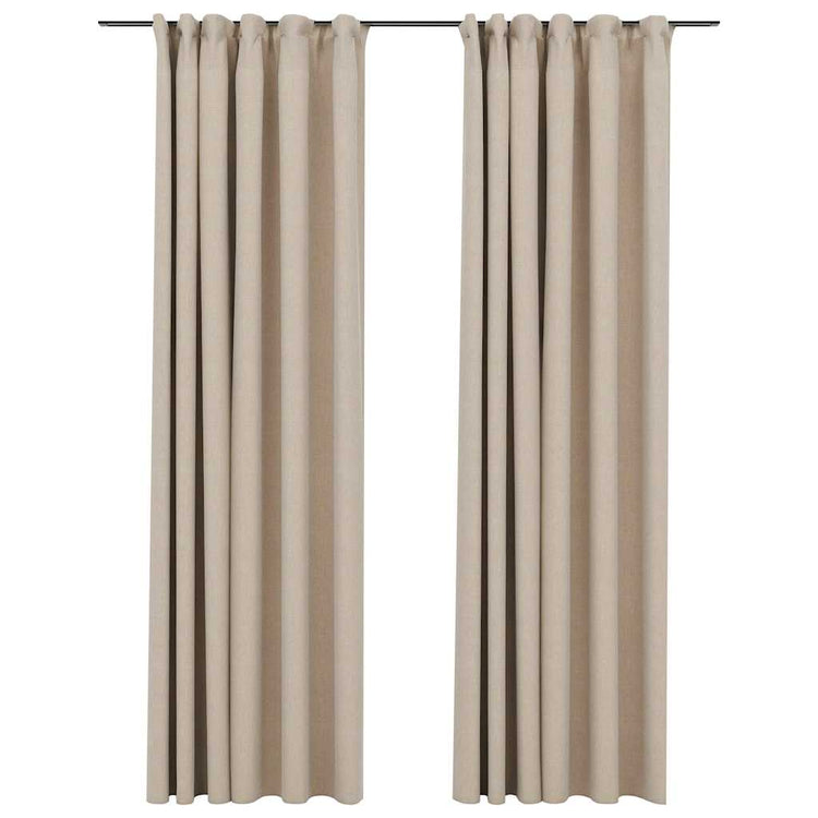 Vidaxl rideaux en lin Look Blackout Hooks 2 ST 140x225 cm beige