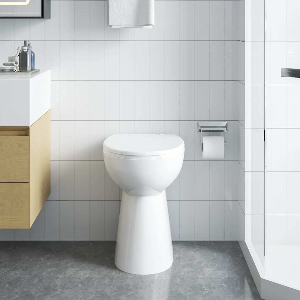 Toilettes vidaxl élevées de 7 cm en céramique de frontière à boutons doux blanc