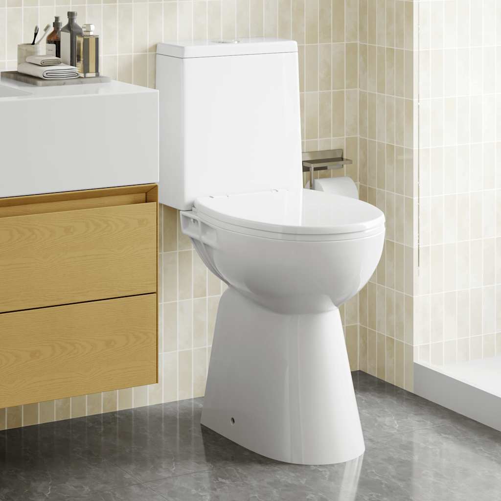 Toilettes vidaxl élevées de 7 cm en céramique de frontière à boutons doux blanc