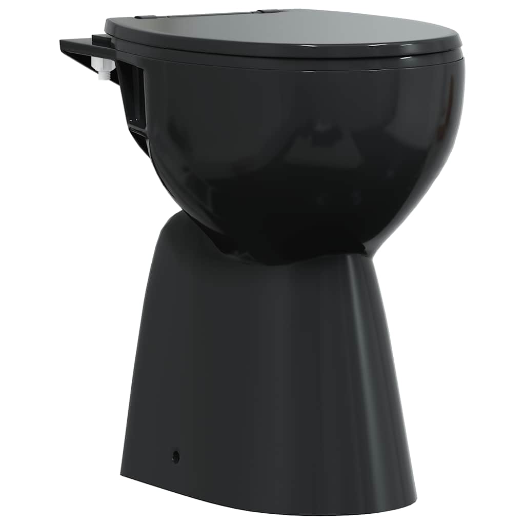 Toilettes vidaxl élevées 7 cm en céramique sans frontière en serre de serre noire en céramique