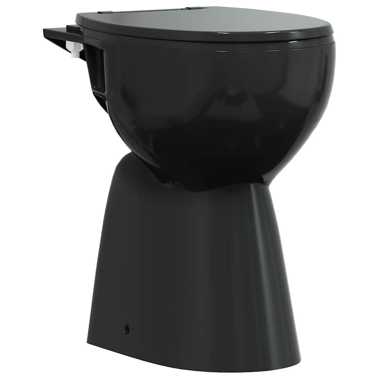 Toilettes vidaxl élevées 7 cm en céramique sans frontière en serre de serre noire en céramique