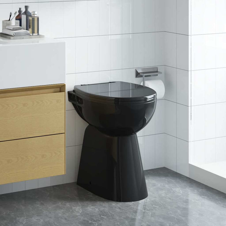 Toilettes vidaxl élevées 7 cm en céramique sans frontière en serre de serre noire en céramique