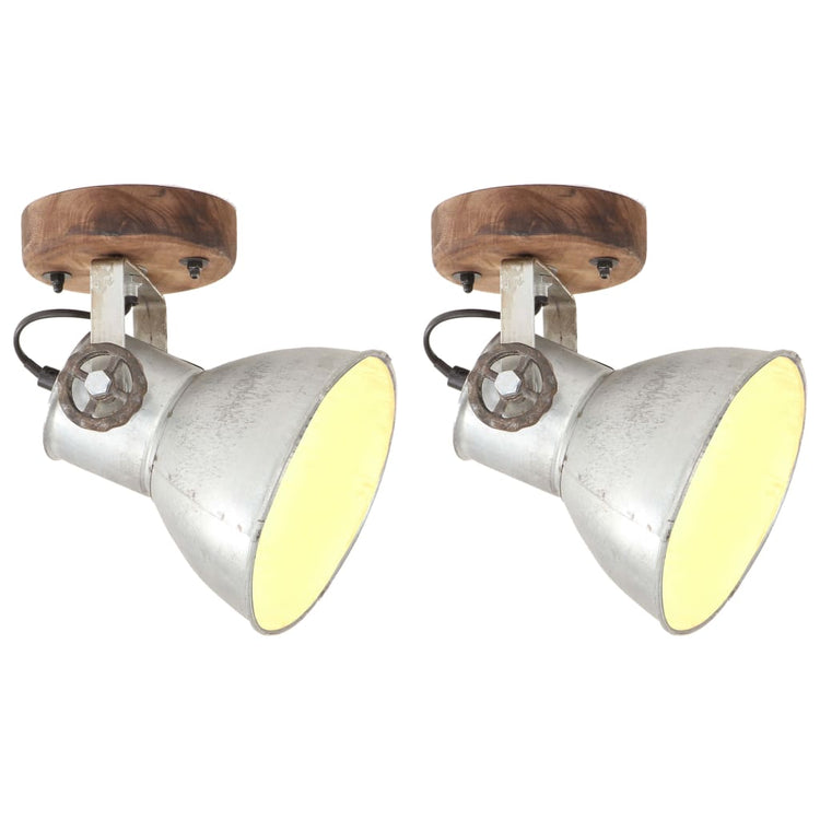 Lampes de plafond mures vidaxl Industrial 2 St E27 20x25 cm Couleurs argentées