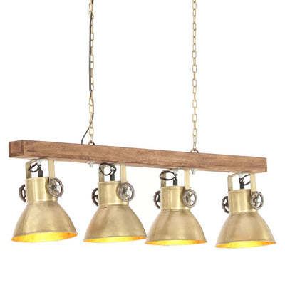 Vidaxl plafond lampe industrielle E27 Mangohout Brass -Colored