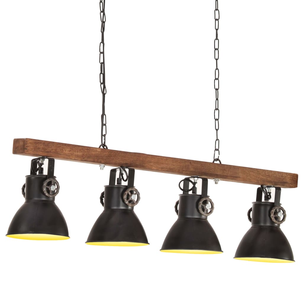 Vidaxl plafond lampe industrielle E27 Mangohout Black