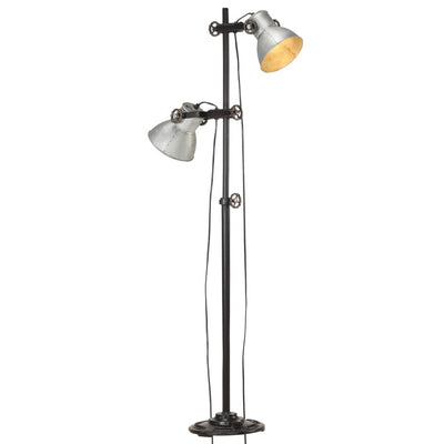 Lampadaire Vidaxl avec 2 abat-jour E27 fonte en fonte argentée colorée