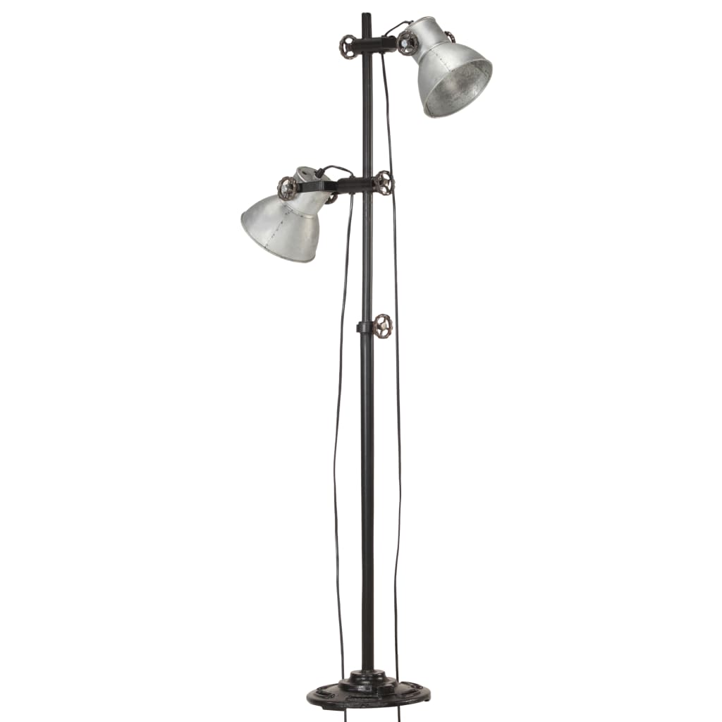 Lampadaire Vidaxl avec 2 abat-jour E27 fonte en fonte argentée colorée