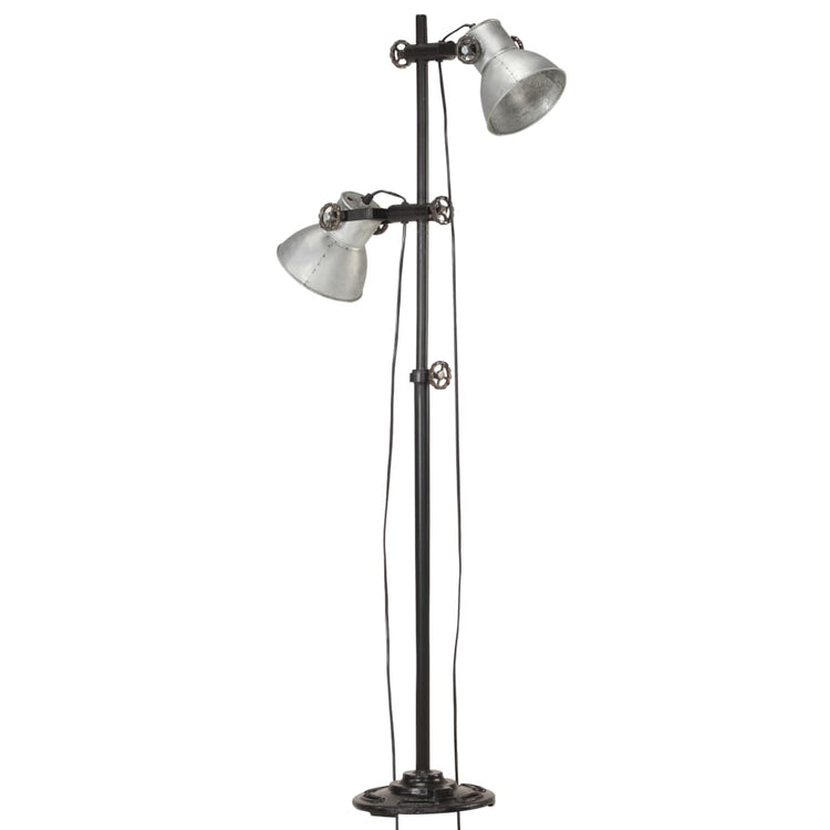 Lampadaire Vidaxl avec 2 abat-jour E27 fonte en fonte argentée colorée
