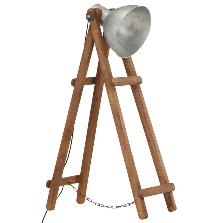 VidaXL lampadaire E27 en bois de manguier massif couleur argent