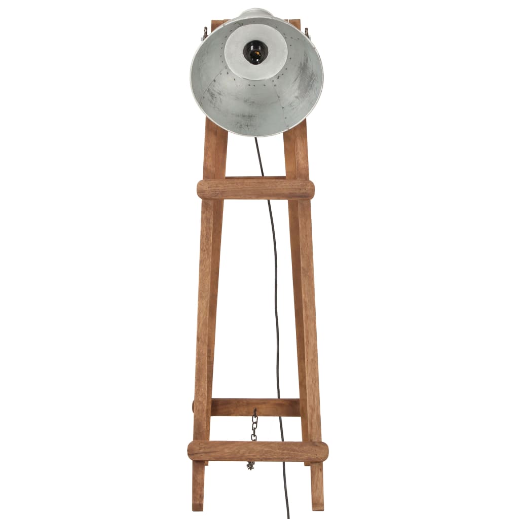 VidaXL lampadaire E27 en bois de manguier massif couleur argent