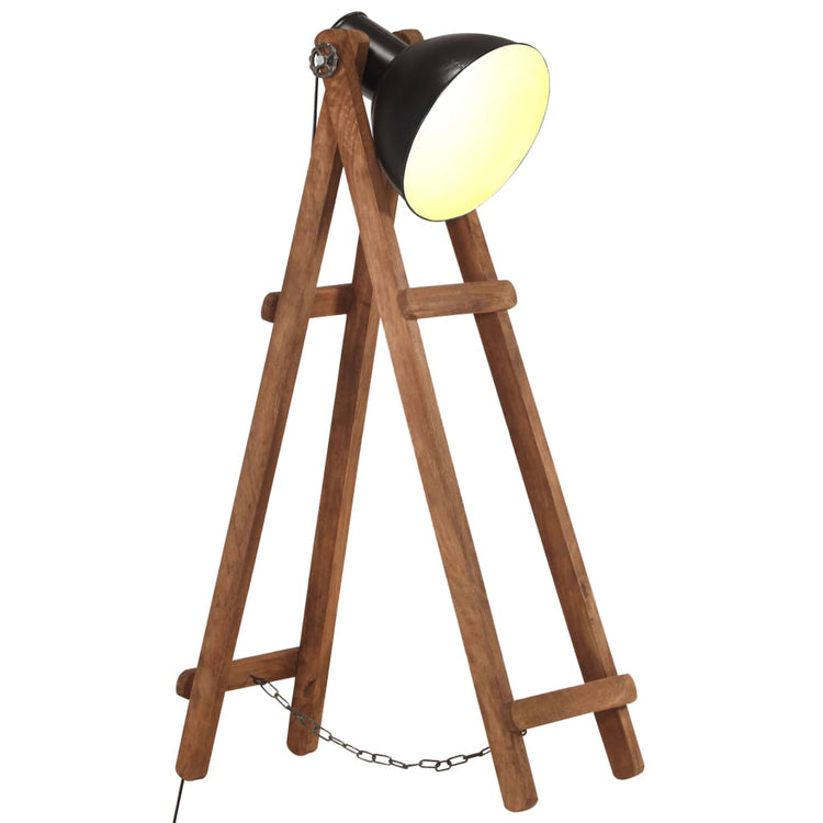 VidaXL lampadaire E27 bois de manguier massif noir