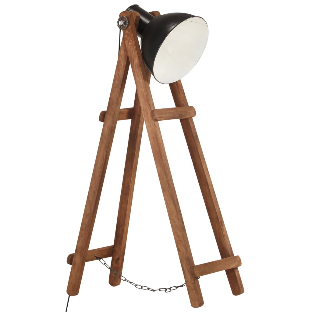 VidaXL lampadaire E27 bois de manguier massif noir