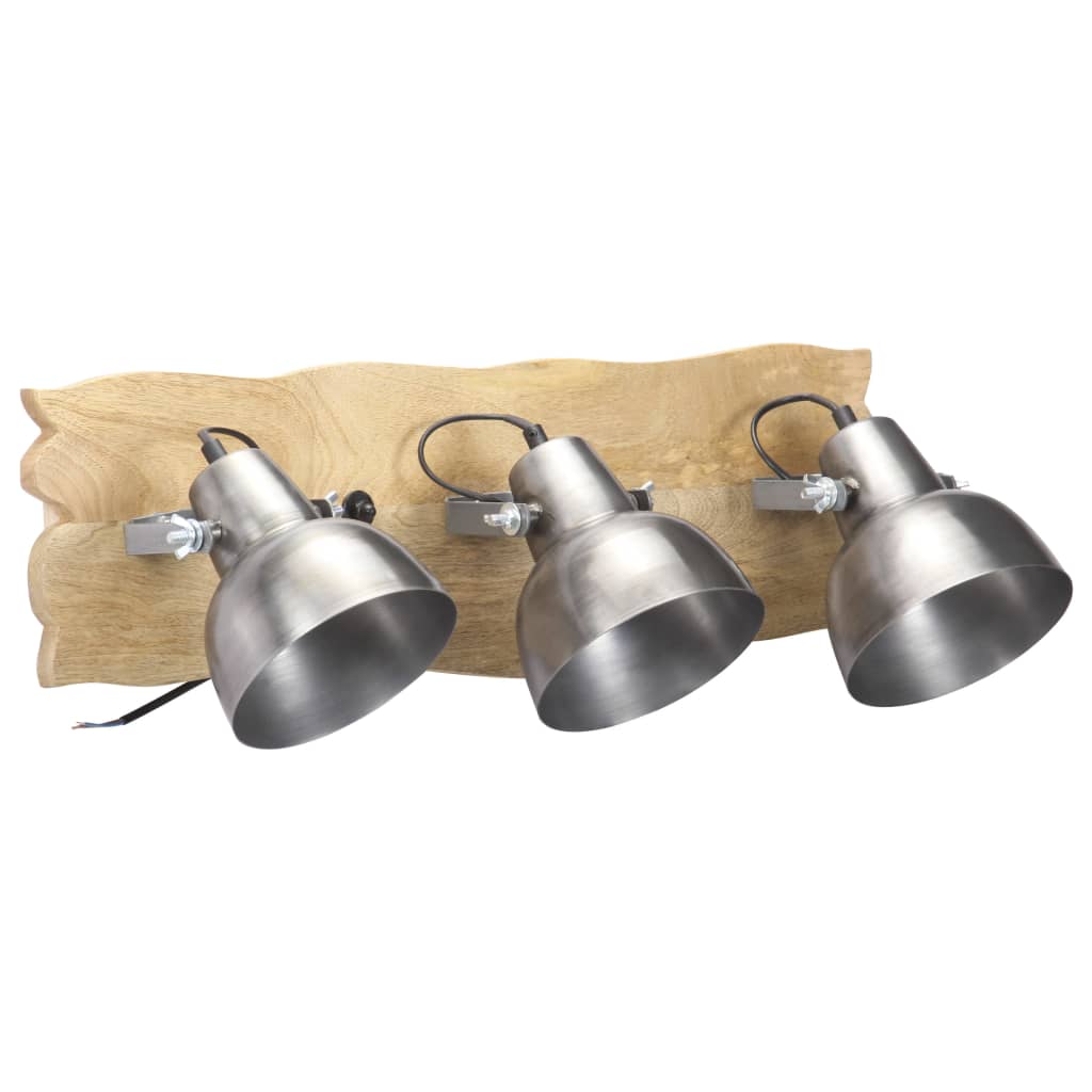 Vidaxl Wall Lamp Industrial E27 68x23 cm Mangohout Silver Colored