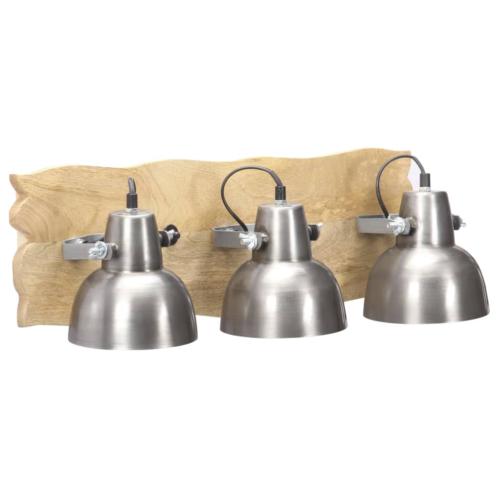 Vidaxl Wall Lamp Industrial E27 68x23 cm Mangohout Silver Colored