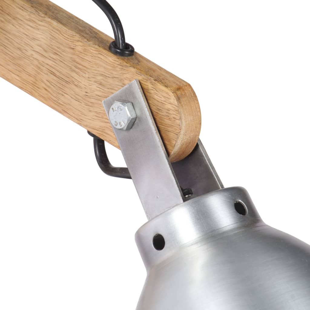 Vidaxl Wall Lampe E27 Wood de mangue solide et argent de fer couleur