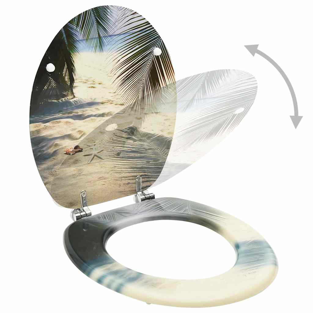 Vidaxl Toilet Seat avec couvercle plage mdf