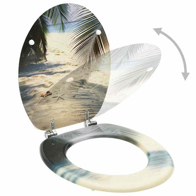 Vidaxl Toilet Seat avec couvercle plage mdf