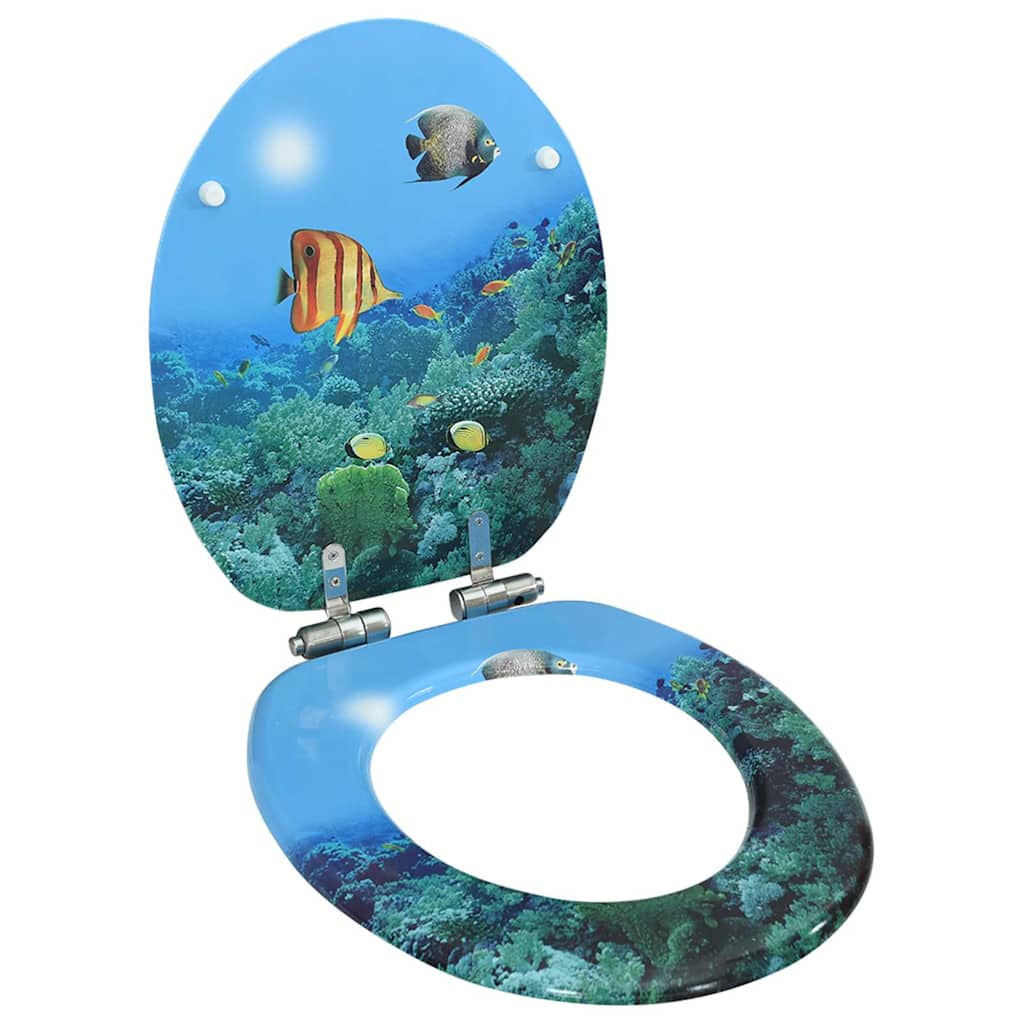 Vidaxl Toilet Siège avec couvercle en mdf en haute mer en secours