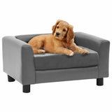Vidaxl Dog Bank 60x43x30 cm en peluche et en cuir artificiel gris - afbeelding 1
