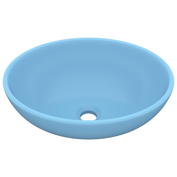 Vidaxl lavabo ovale 40x33 cm en céramique Matt bleu clair