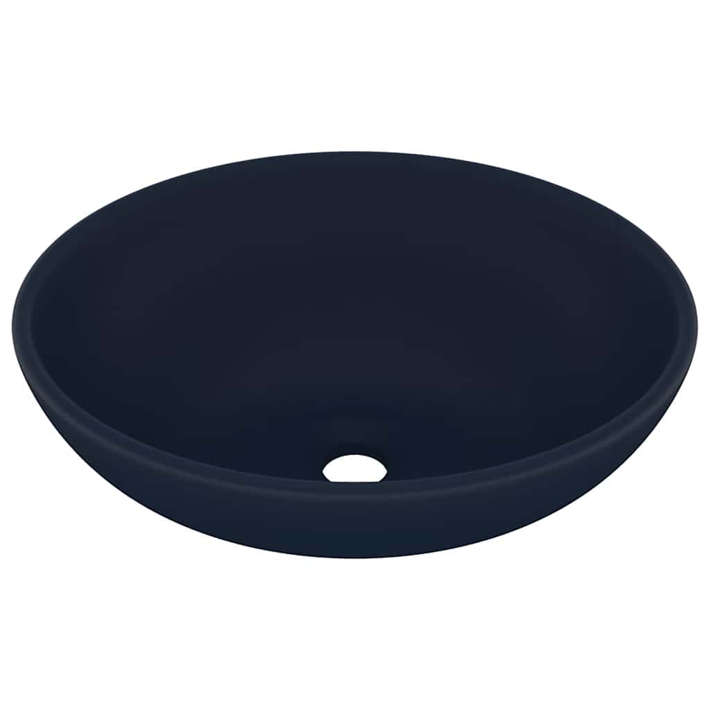 Vidaxl lavabo ovale 40x33 cm Ceramic Matt Bleu foncé