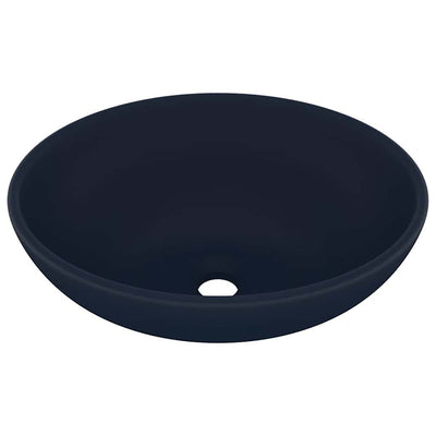 Vidaxl lavabo ovale 40x33 cm Ceramic Matt Bleu foncé
