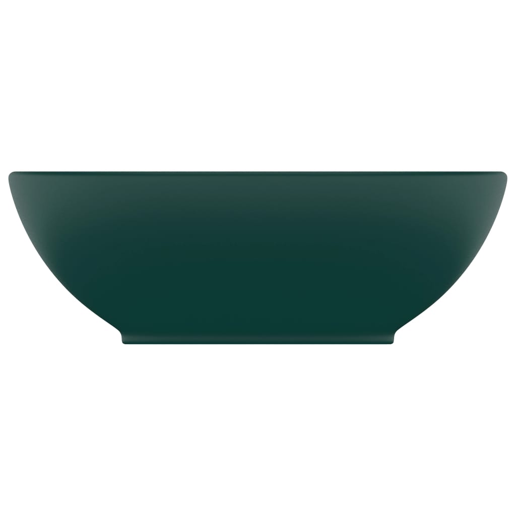 Vidaxl lavabo ovale 40x33 cm en céramique Matt vert foncé