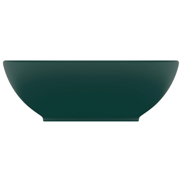Vidaxl lavabo ovale 40x33 cm en céramique Matt vert foncé