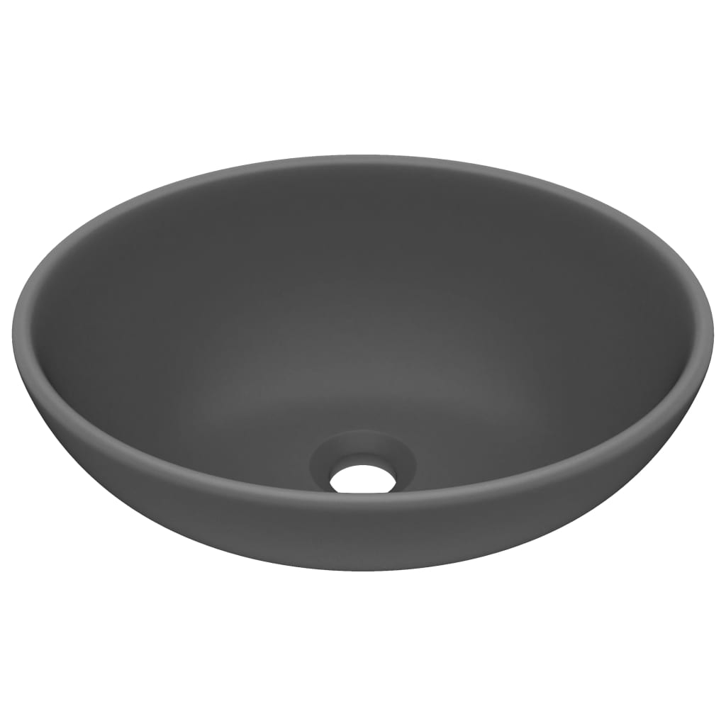 Vidaxl lavabo ovale 40x33 cm tapis céramique gris foncé