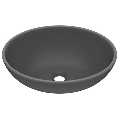 Vidaxl lavabo ovale 40x33 cm tapis céramique gris foncé