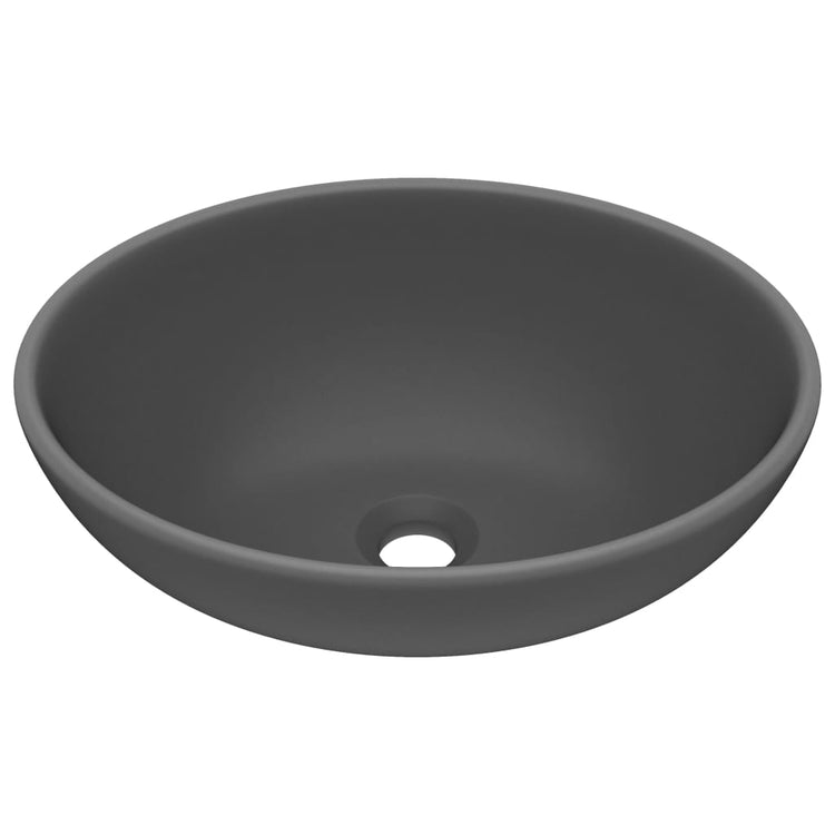 Vidaxl lavabo ovale 40x33 cm tapis céramique gris foncé