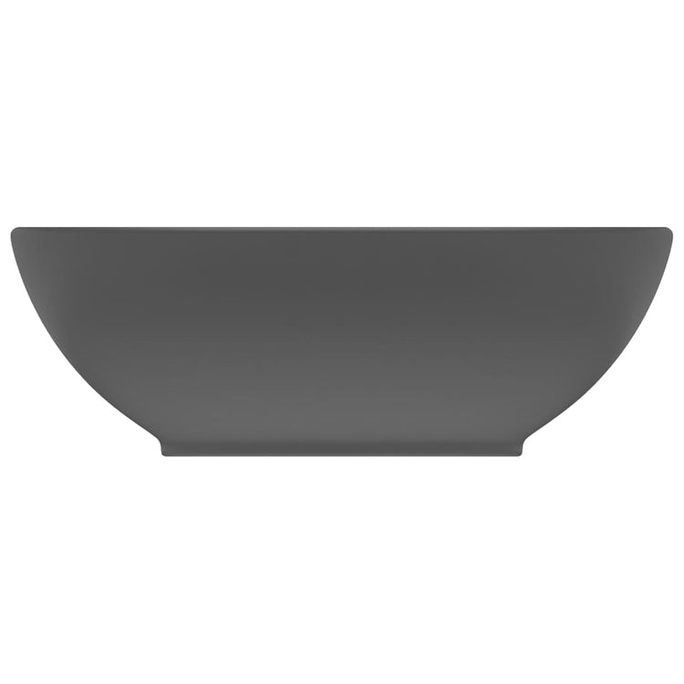 Vidaxl lavabo ovale 40x33 cm tapis céramique gris foncé