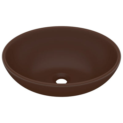 Vidaxl lavabo ovale 40x33 cm en céramique marron foncé