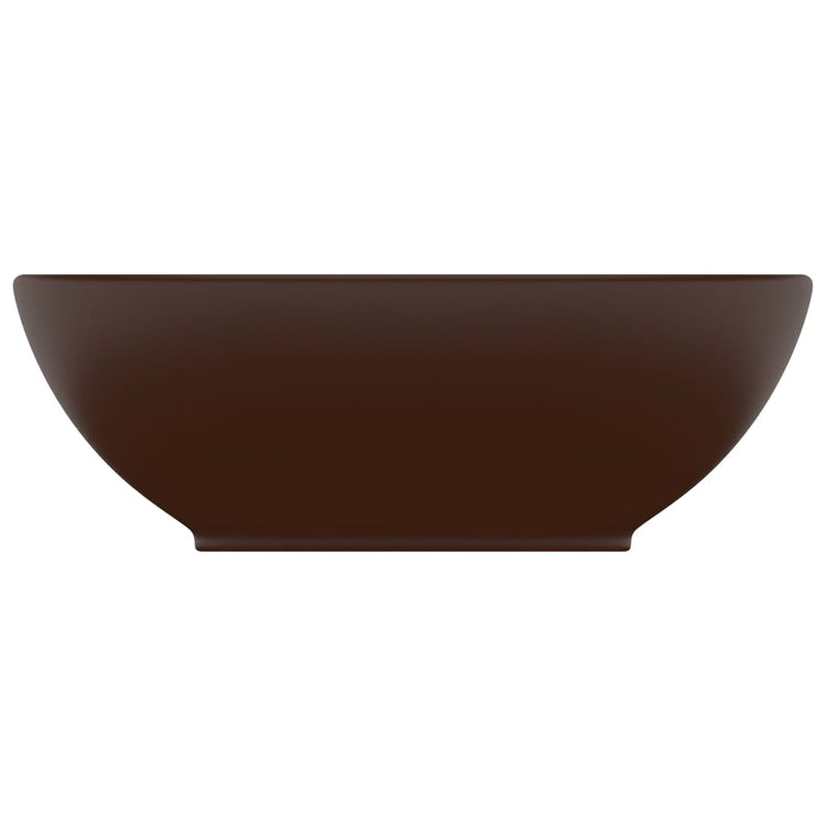Vidaxl lavabo ovale 40x33 cm en céramique marron foncé