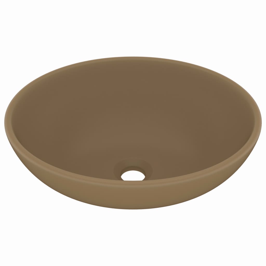 Vidaxl Washingin ovale 40x33 cm Crème de tapis de céramique