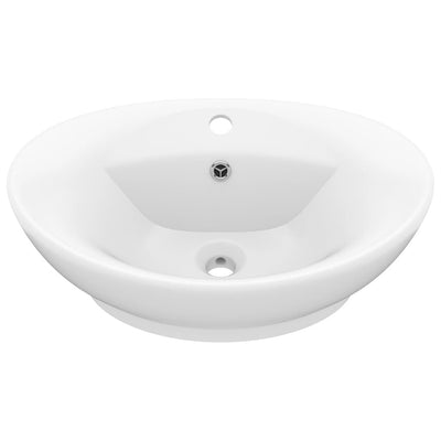 Vidaxl Washingin avec atterrissage ovale 58,5x39 cm Mat en céramique blanc