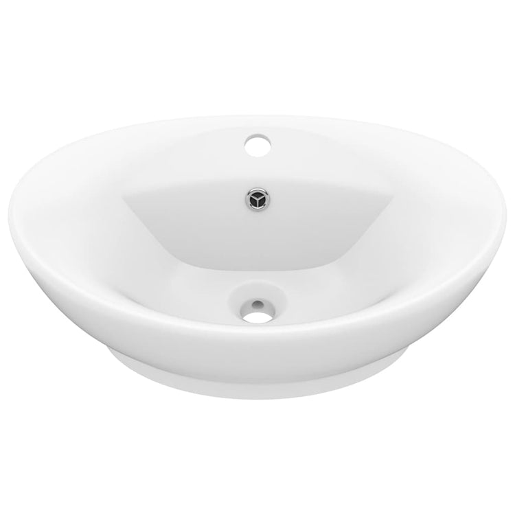 Vidaxl Washingin avec atterrissage ovale 58,5x39 cm Mat en céramique blanc