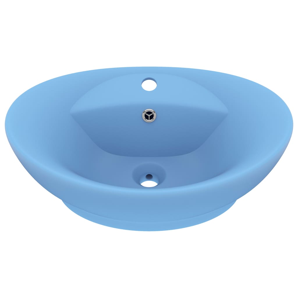 Vidaxl Washingin avec atterrissage ovale 58,5x39 cm Céramique Matt bleu clair