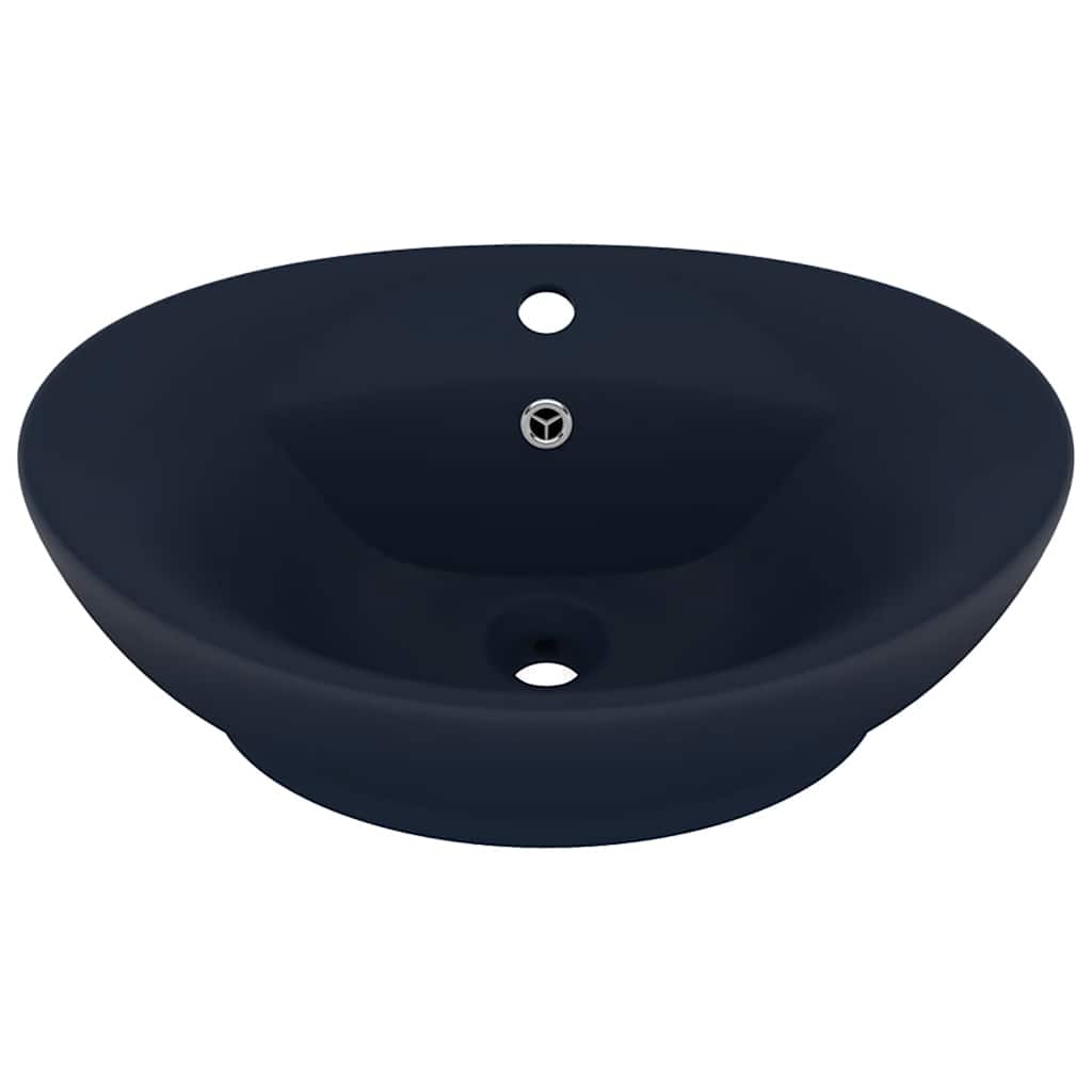 Vidaxl Washingin avec atterrissage ovale 58,5x39 cm Céramique Matt Bleu foncé