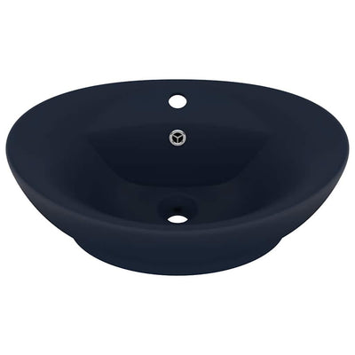Vidaxl Washingin avec atterrissage ovale 58,5x39 cm Céramique Matt Bleu foncé
