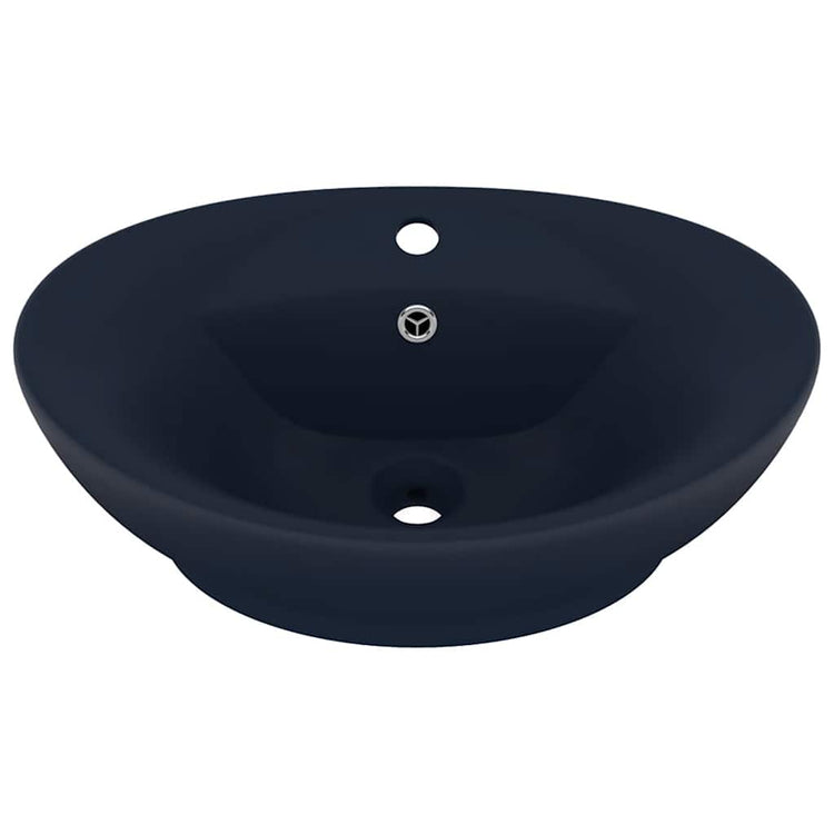 Vidaxl Washingin avec atterrissage ovale 58,5x39 cm Céramique Matt Bleu foncé
