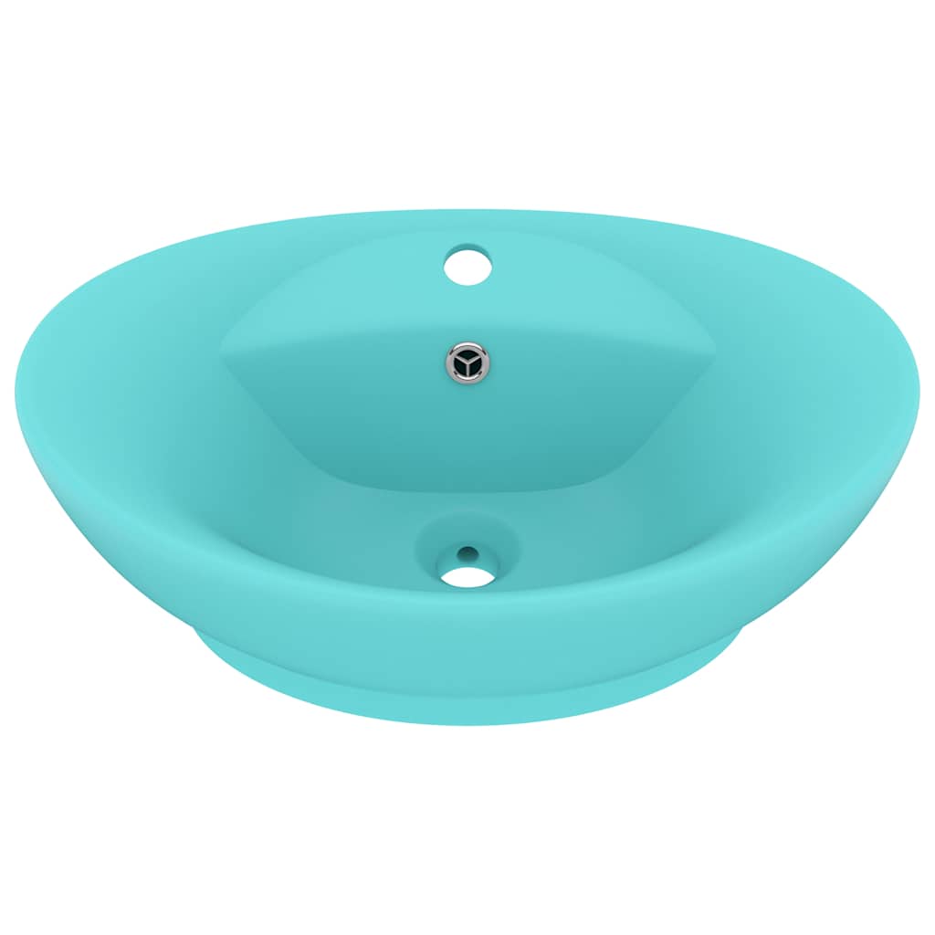 Vidaxl Washingin avec atterrissage ovale 58,5x39 cm Céramique Matt vert clair