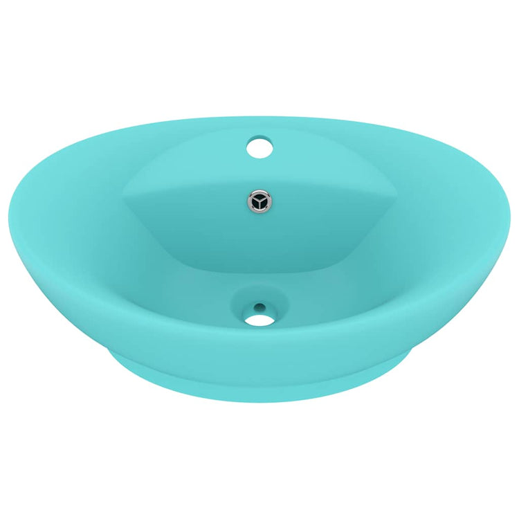 Vidaxl Washingin avec atterrissage ovale 58,5x39 cm Céramique Matt vert clair