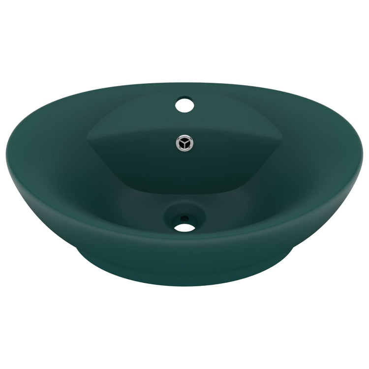 Vidaxl Washingin avec atterrissage ovale 58,5x39 cm Céramique Matt vert foncé