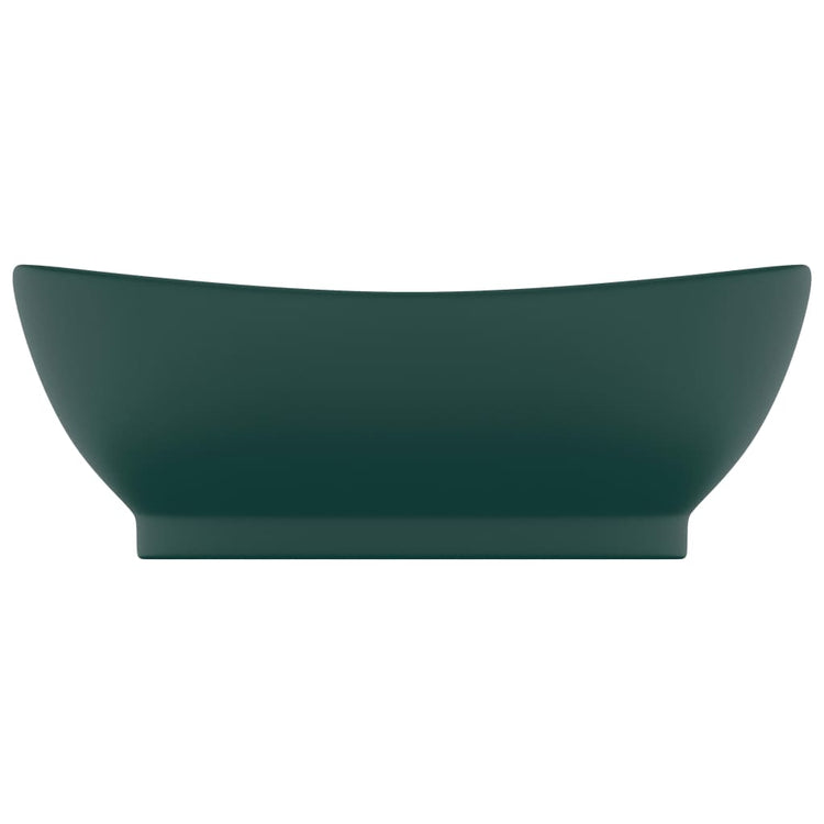 Vidaxl Washingin avec atterrissage ovale 58,5x39 cm Céramique Matt vert foncé