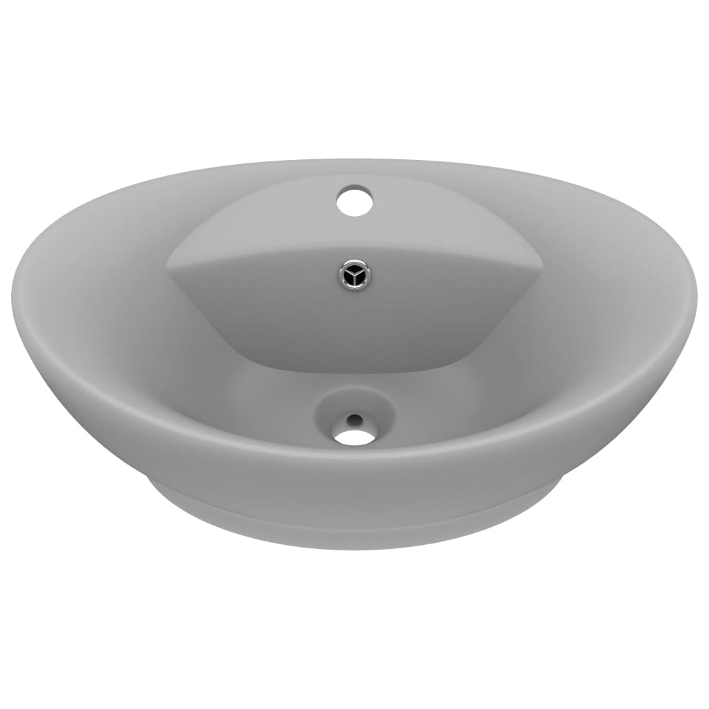 Vidaxl Washingin avec atterrissage ovale 58,5x39 cm en céramique gris clair